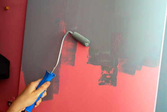 Decorator's hand painting  with roller