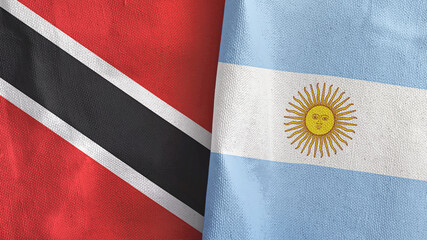 Argentina and Trinidad and Tobago two flags textile cloth 3D rendering