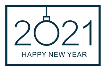 Happy new year 2021 design template. Isolated vector illustration on white background.