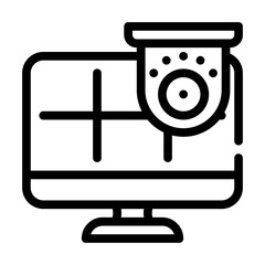 cctv security camera system line icon vector illustration