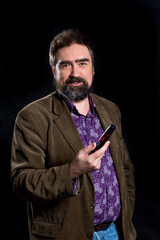 Business trainer dressed in casual emotional studio portrait