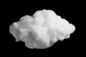 Foto op Canvas White cotton wool cloud on black background close-up © Kryuchka Yaroslav