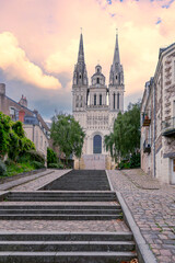 Historic Saint Maurice Cathedral of Angers. Cathedral- national monument of France tourist attraction. Angers, France, Loire Valley.