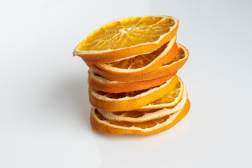 Dried oranges on white background 