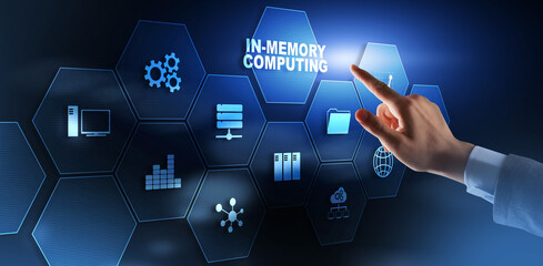 In-Memory Computing. High-performance distributed systems designed for storing and processing data in RAM in real time. - obrazy, fototapety, plakaty