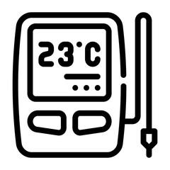 digital thermometer with sensor line icon vector illustration