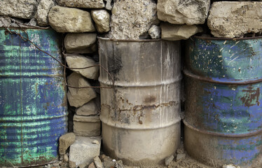 Fototapeta premium Rusty industrial drums