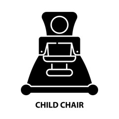 child chair icon, black vector sign with editable strokes, concept illustration