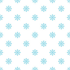 Vector seamless pattern in minimalistic style with blue snowflakes