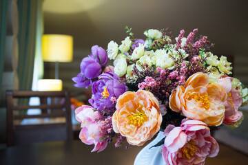 Beautiful flowers in the pot interior decoration.