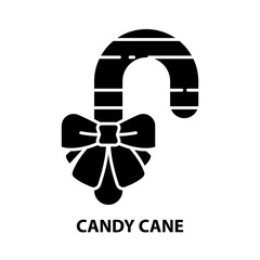 candy cane symbol icon, black vector sign with editable strokes, concept illustration