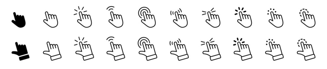 Computer mouse click cursor gray arrow icons set and loading icons. Cursor icon. Vector illustration. Mouse click cursor collection.