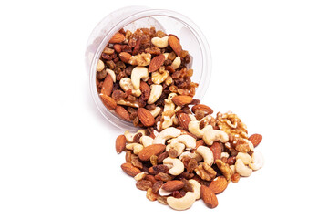 pot with nuts isolated on white background