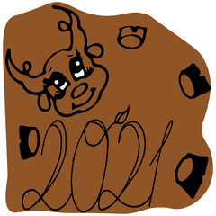 winter, year of the bull, happy holidays vector graphics illustrator, print a flyer, a picture on instagram, a picture for a website, a picture for a business card, vector, graphics, illustrator, illu