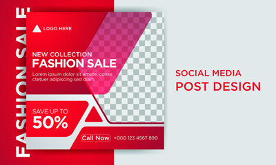 Fashion sale social media post template design