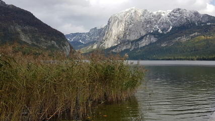 Altausseer See (Altausseersee) in Austria. Naturschutzgebiet Altaussee.