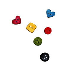 Watercolor set of colored plastic buttons for clothing.