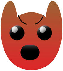 Funny owl face of a set with big eyes. Angry Kawaii Emoji. Icons with a beautiful gradient.