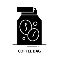 coffee bag icon, black vector sign with editable strokes, concept illustration