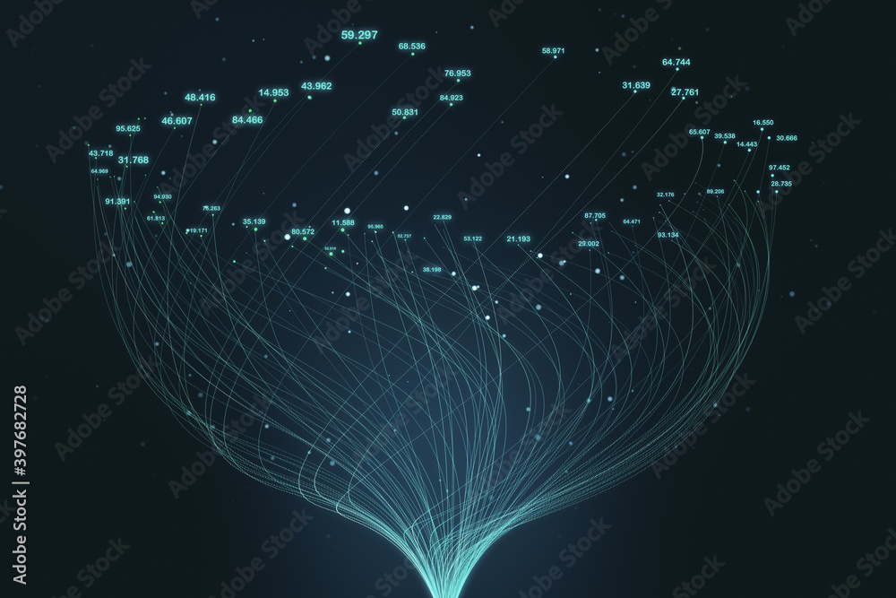 Poster Creative big data and digital lines in form flower.