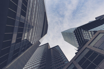modern office buildings against sky