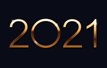 Happy new year 2021 greeting card design. Vector illustration with golden numbers.