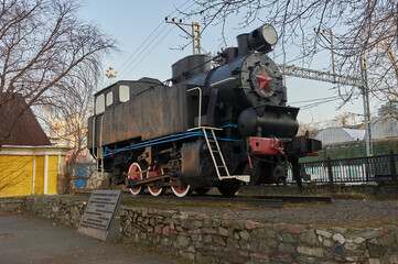 Obraz premium 03.11.2020 year. Perm city, Steam locomotive 9P-752 in the city of Perm near the Perm station 1 