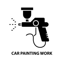car painting work symbol icon, black vector sign with editable strokes, concept illustration
