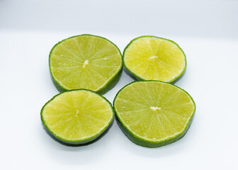 lime slices on white