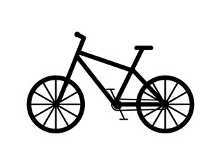 Fototapeta na wymiar Walking bike icon. Black wheeled transport with reinforced frame and semi slick tires active sports and tourist trips out town high speed adventures and delivery work healthy lifestyle vector.