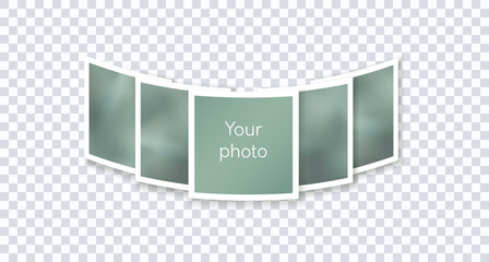 Photo frames carousel. Vector template of square images collage isolated on transparent background © PollyVa
