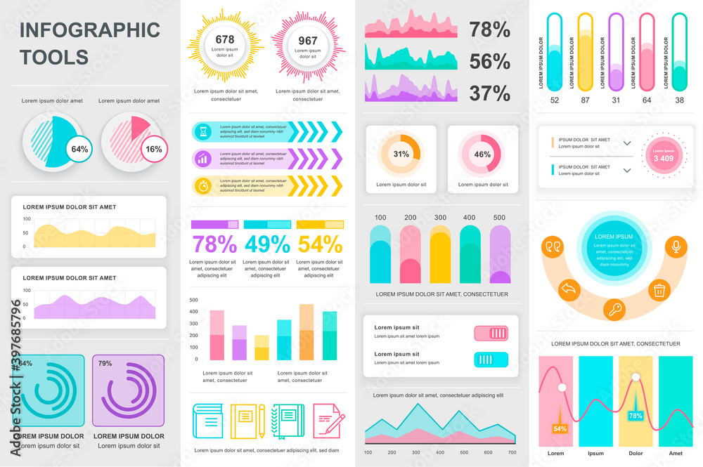 Poster bundle infographic ui, ux, kit elements. different charts, diagrams, workflow, flowchart, timeline, 