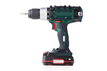 Cordless screwdriver isolated on a white background