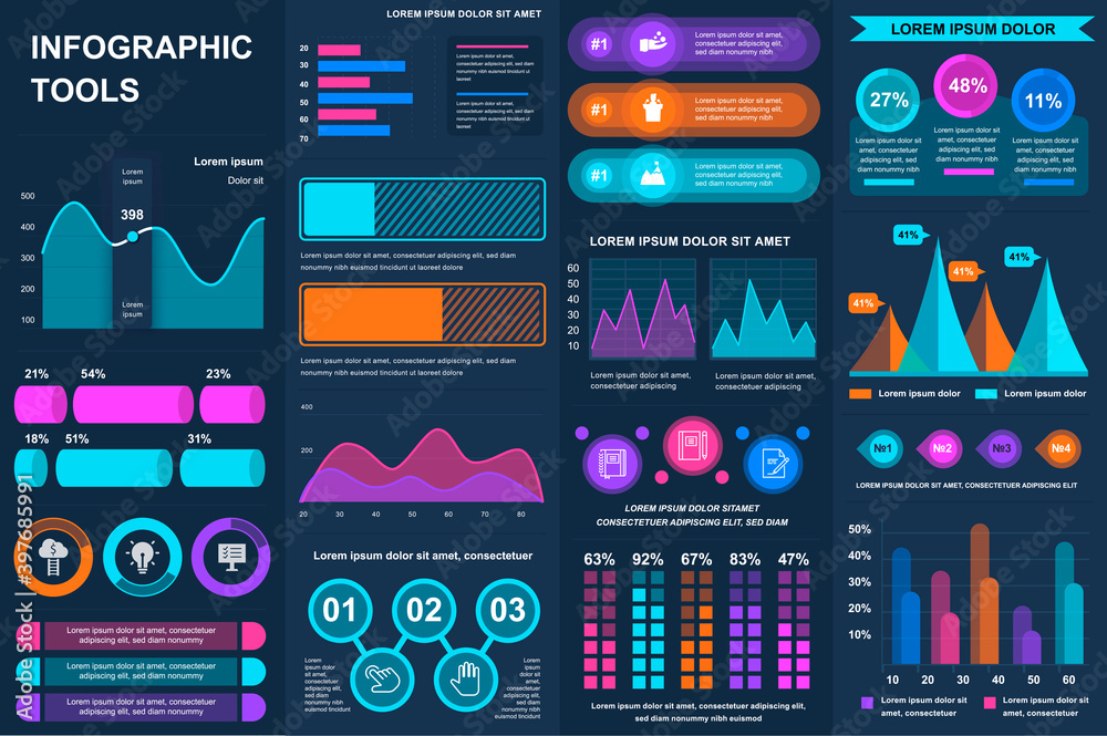 Aufkleber bundle infographic ui, ux, kit elements. different charts, diagrams, workflow, flowchart, timeline, 