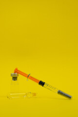 Vaccine preparation with syringe and medicine
