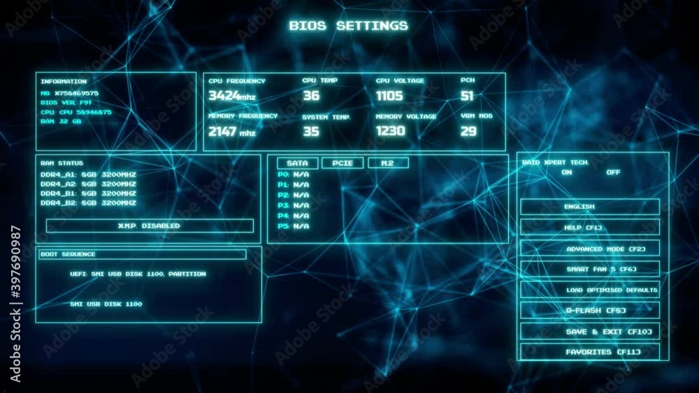 Poster representation of computer bios basic input output v1 4k