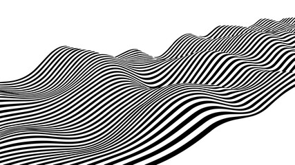 Optical illusion pattern. Geometric background with black and white stripes. Vector illustration