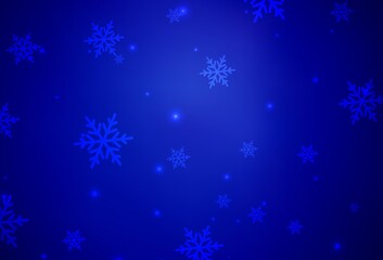 Fototapeta na wymiar Dark BLUE vector pattern in Christmas style.