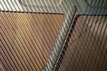Details von Saiten eines Klaviers