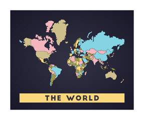 The World map. World poster with regions. Shape of The World with world name. Beautiful vector illustration.