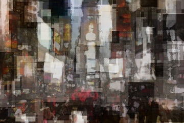 Abstract modern painting. Times Square. 3D rendering