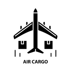 air cargo icon, black vector sign with editable strokes, concept illustration