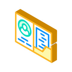 library card isometric icon vector illustration color