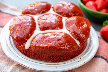 Sweet red velvet brioche cake from Brabant, Netherlands