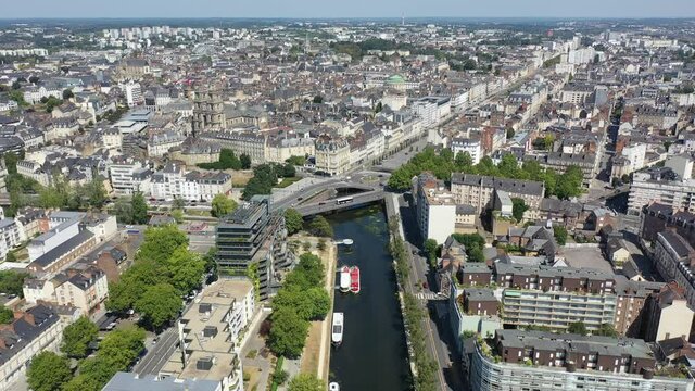 Scenic view of the city of Rennes in the Brittany region. France
