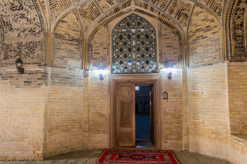 Door of Mir-i-Arab Madrasa in Bukhara, Uzbekistan