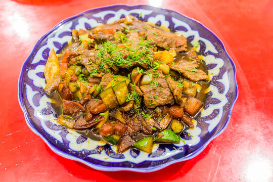 Uzbek dish Dimlama (harvest stew)