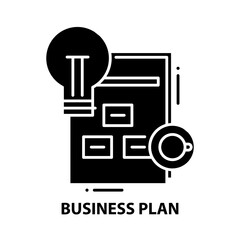 business plan symbol icon, black vector sign with editable strokes, concept illustration