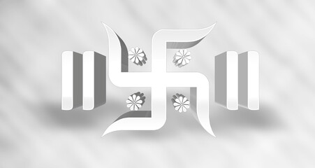 Swastik 3d White background unique wallpaper with 3d Ganpati Ganesh icon ganesh swastica