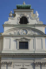 Fototapeta na wymiar View of Karlskirche (St. Charles's Church, 1737) - one of Vienna greatest buildings. Karlskirche is dedicated to Saint Charles Borromeo. Vienna, Austria.